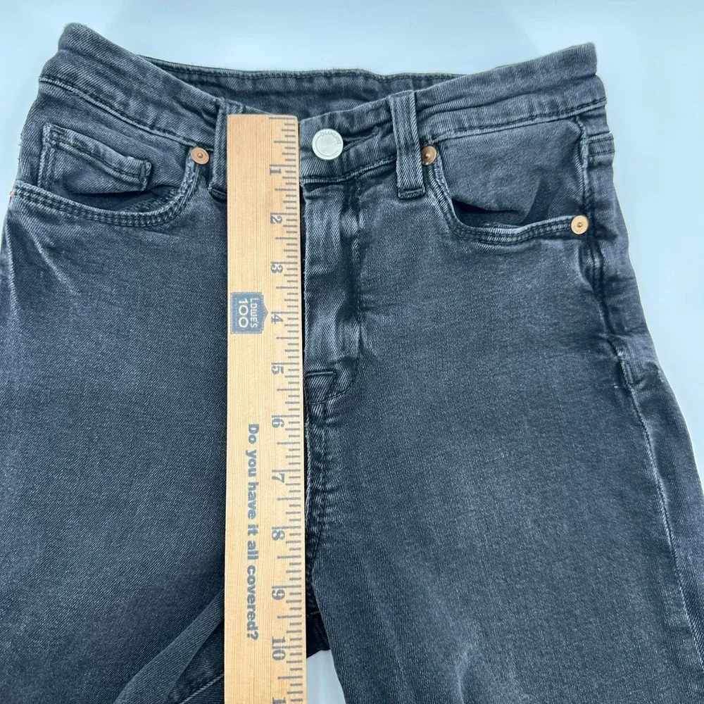 Blank NYC The Mini Franklin Jeans Girls 10 Black‎ Denim Ribcage Wide Leg Raw Hem